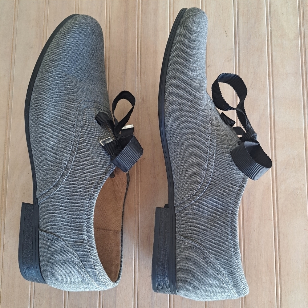 NEW Abella Moxie Ribbon Lace Comfort Heather Gray Low Heel Oxford Flats Loafer